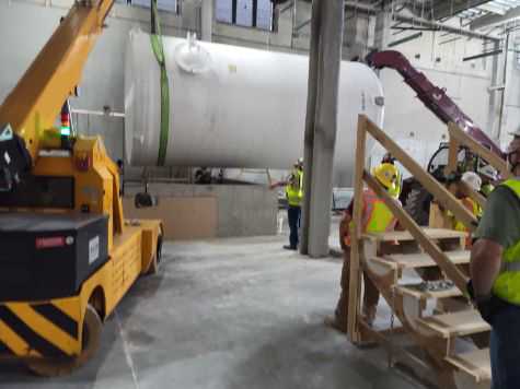 Fiberglass Waste Tank move