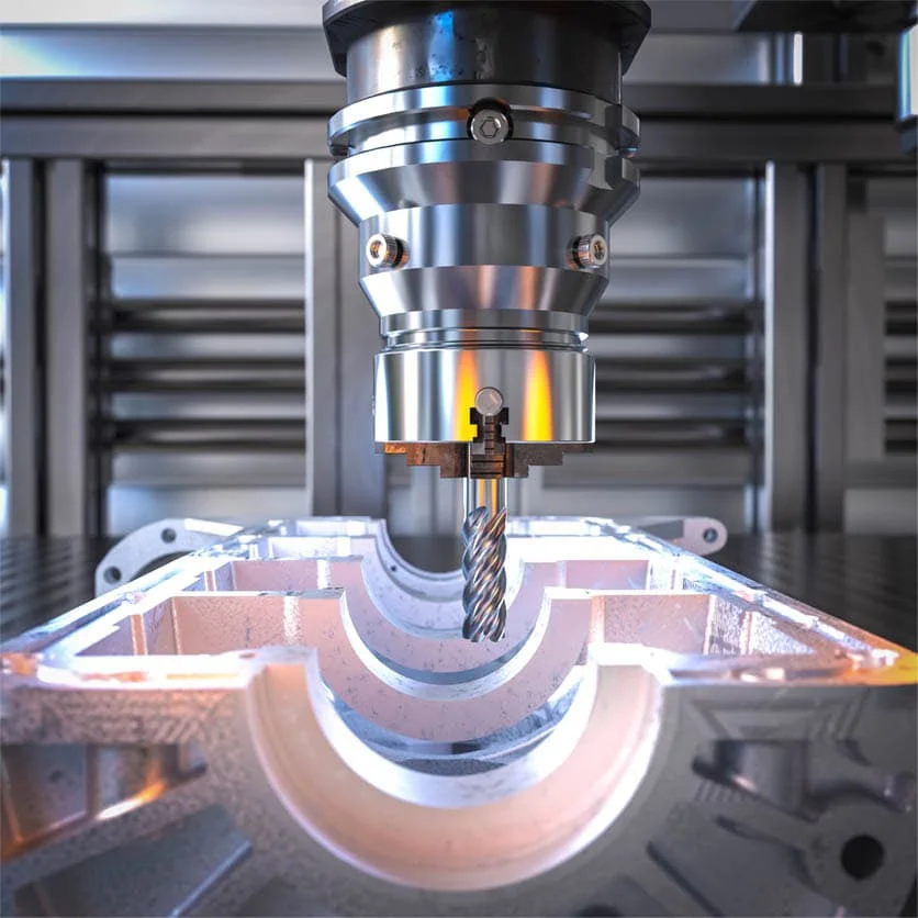 Cnc, Milling, Machine, Creating, Metal, Car, Part, Modern, Factory, 3d